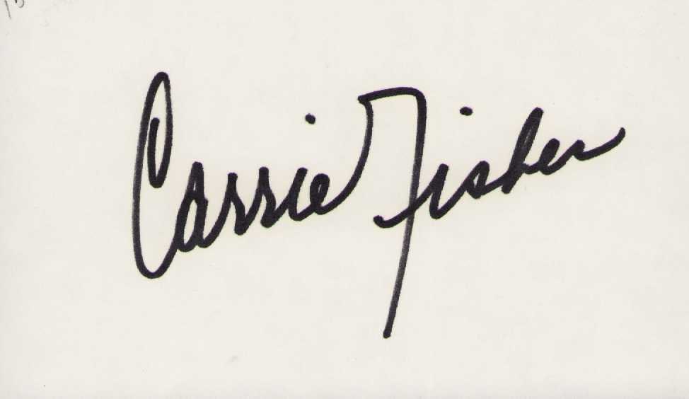 Carrie Fisher Star Wars signature: A nice early signed card by Star Wars star who died young Certificate of AuthenticityEVERY item in this auction comes with at minimum a fully illustrated and serial numbered COA signed by the worlds l
