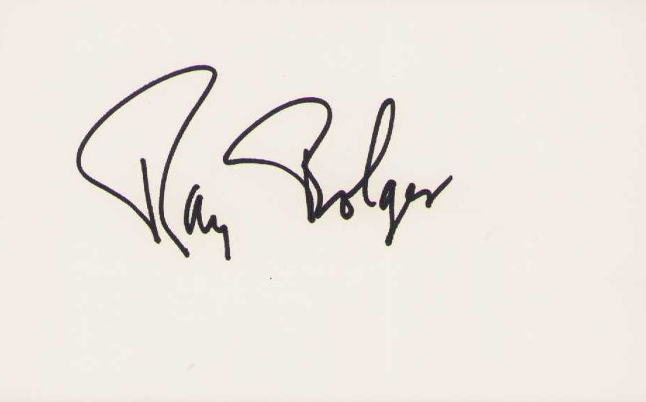Ray Bolger signature Wizard of Oz: A nice signed card by the Scarecrow in Wizard of Oz Certificate of AuthenticityEVERY item in this auction comes with at minimum a fully illustrated and serial numbered COA signed by the worlds leading