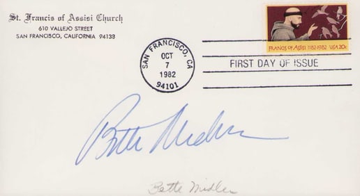Bette Midler signature on FDC