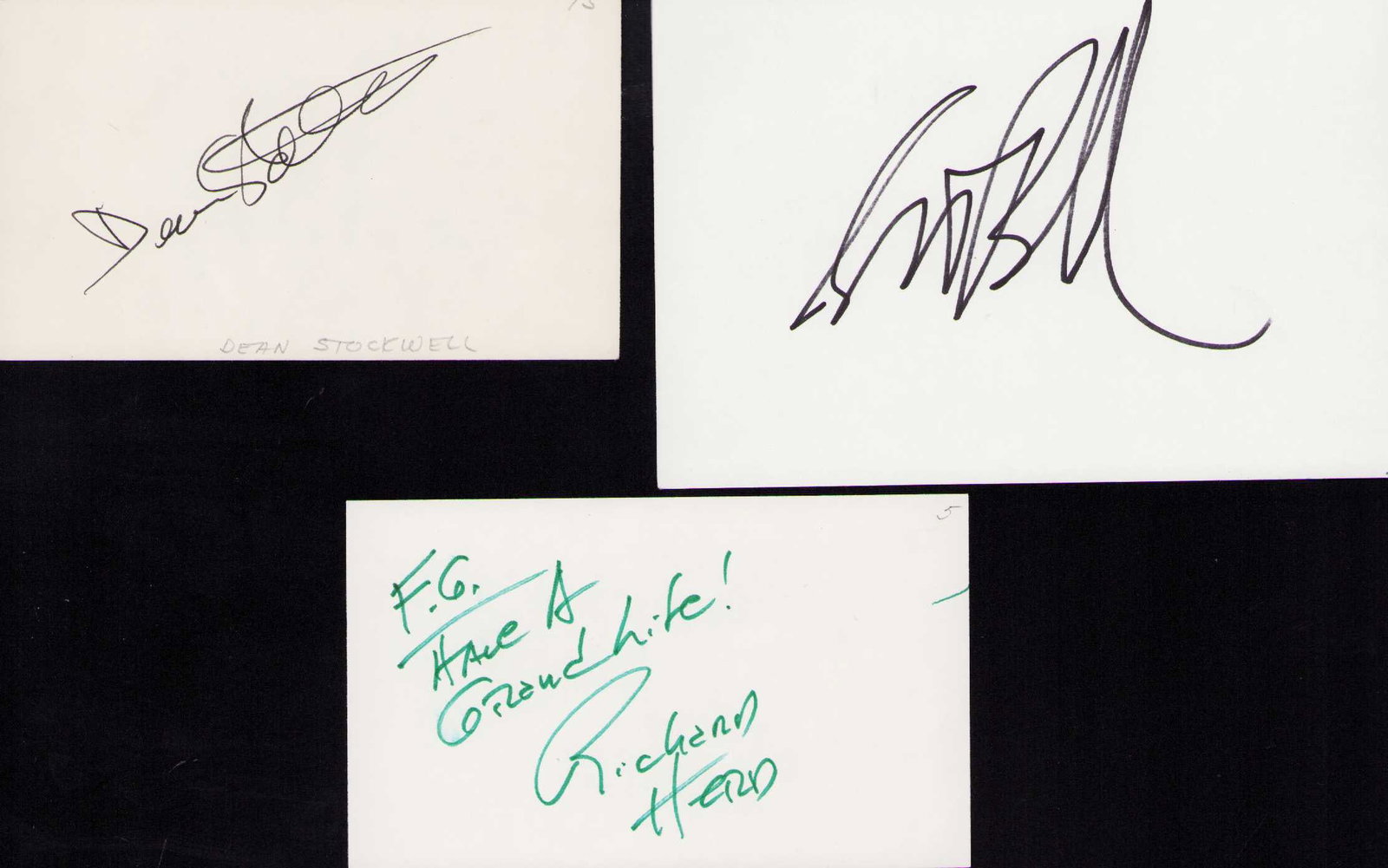 Quantum Leap set of signatures cast: A set of signatures from the sci fi show Scott Bakula Dean Stockwell and the rare Richard Herd Certificate of AuthenticityEVERY item in this auction comes with at minimum a fully illustrated and seria