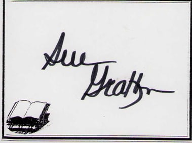 Sue Grafton signature on bookplate