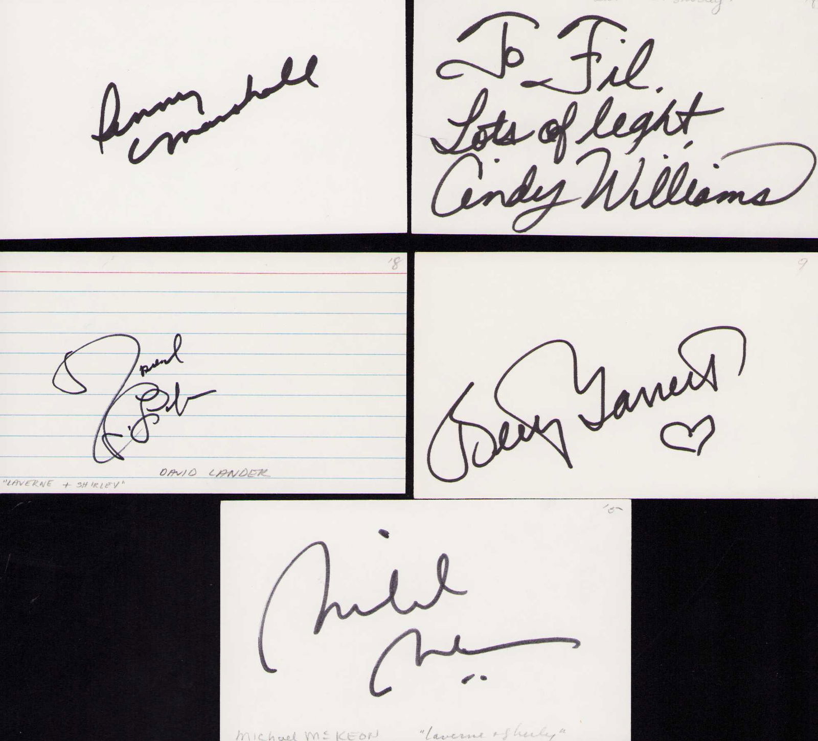 Laverne and Shirley set of cast signatures (1 of 1)
