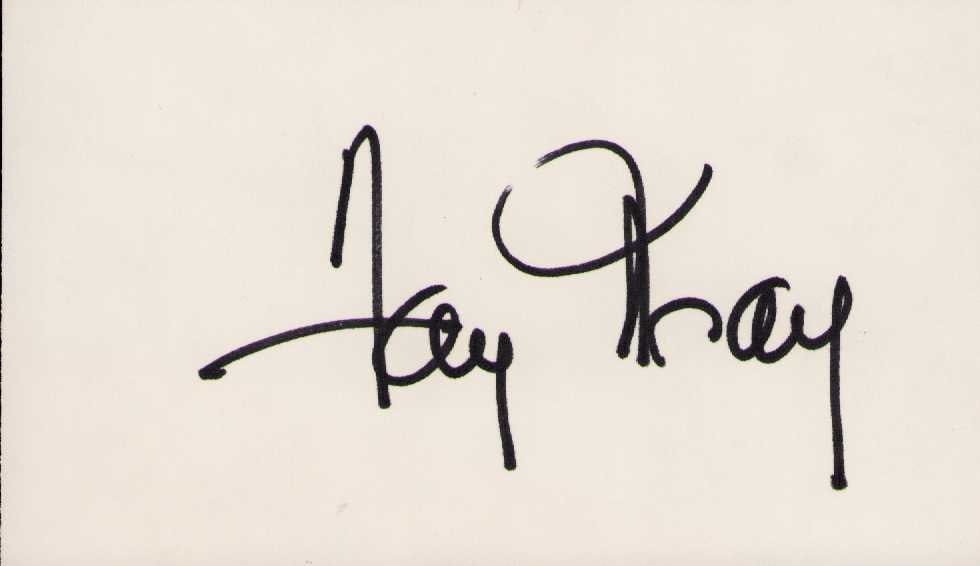 Fay Wray signature: A nice signed card by the King Kong actress Certificate of AuthenticityEVERY item in this auction comes with at minimum a fully illustrated and serial numbered COA signed by the worlds leading authent