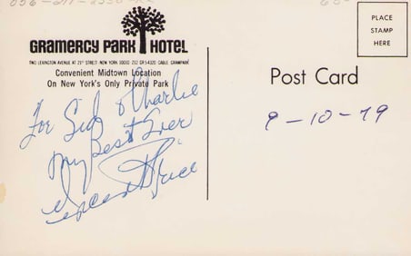 Vincent Price signed postcard