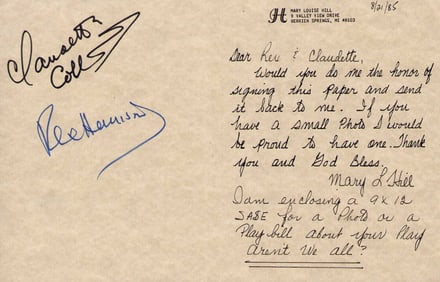 Rex Harrison and Claudette Colbert signatures