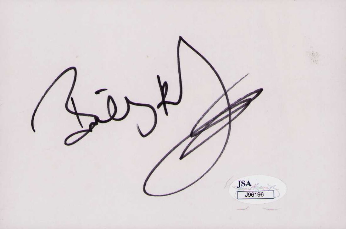 Billy Bob Thornton signature: JSA stickered signed card by the great actor Certificate of AuthenticityEVERY item in this auction comes with at minimum a fully illustrated and serial numbered COA signed by the worlds leading authen