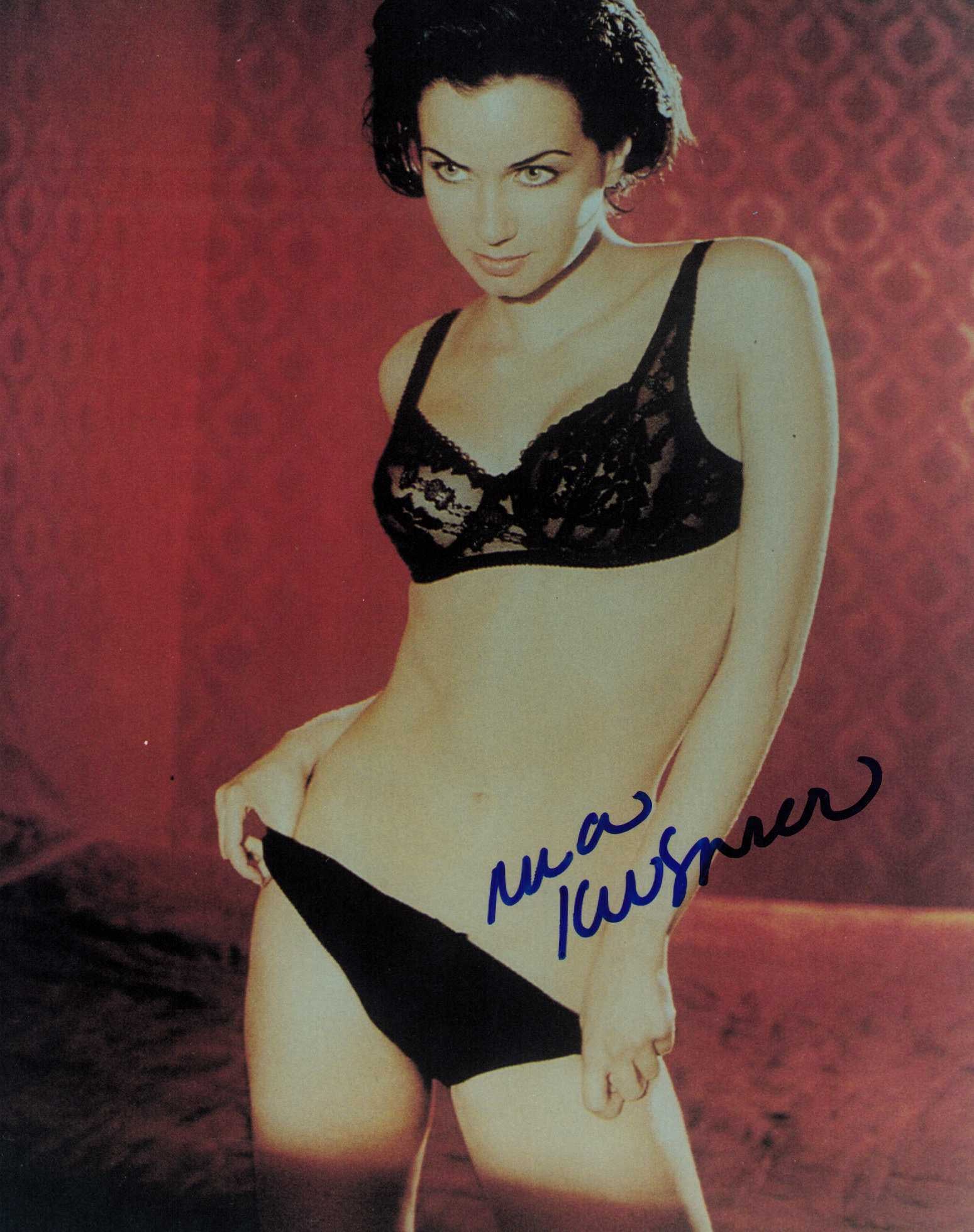 Mia Kirshner signed photograph: A vintage sexy in bra and panties signed 8x10 of her Certificate of AuthenticityEVERY item in this auction comes with at minimum a fully illustrated and serial numbered COA signed by the worlds leadin
