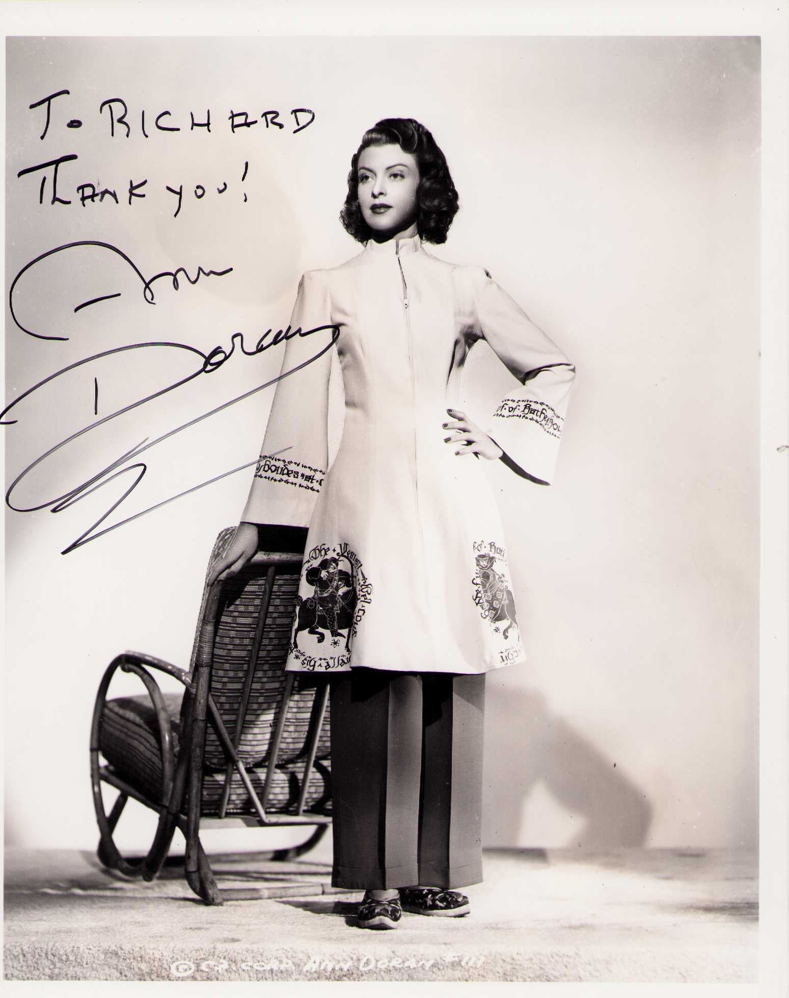 Ann Doran signed photograph: An original still with typed news blurb on back from Canterbury Tales signed a little later in life by her Certificate of AuthenticityEVERY item in this auction comes with at minimum a fully
