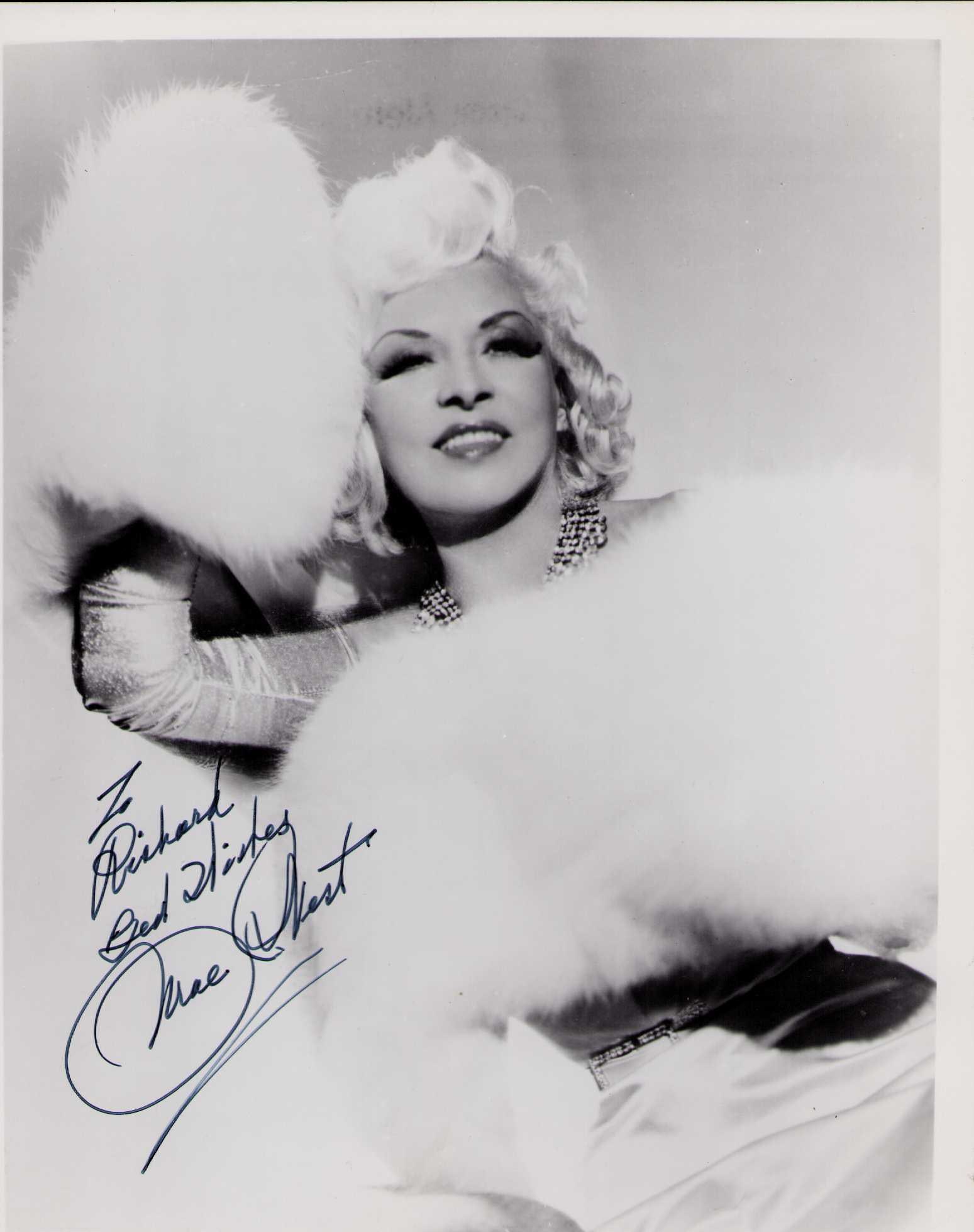 Mae West signed photograph: A vintage signed 8x10 by the legend Certificate of AuthenticityEVERY item in this auction comes with at minimum a fully illustrated and serial numbered COA signed by the worlds leading authenticator