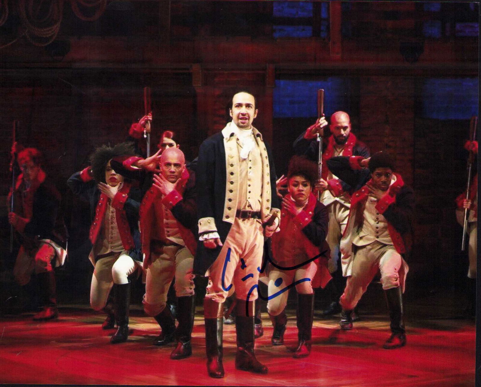 Lin Manuel Miranda signed photograph: On stage doing the hit play Hamilton signed by the rare signing star Certificate of AuthenticityEVERY item in this auction comes with at minimum a fully illustrated and serial numbered COA signed by