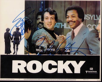 Rocky Stallone and Weathers signed photograph