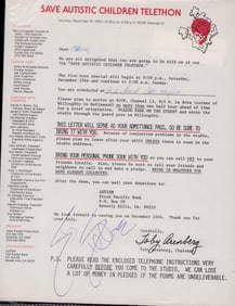 Sylvester Stallone signed charity sheet