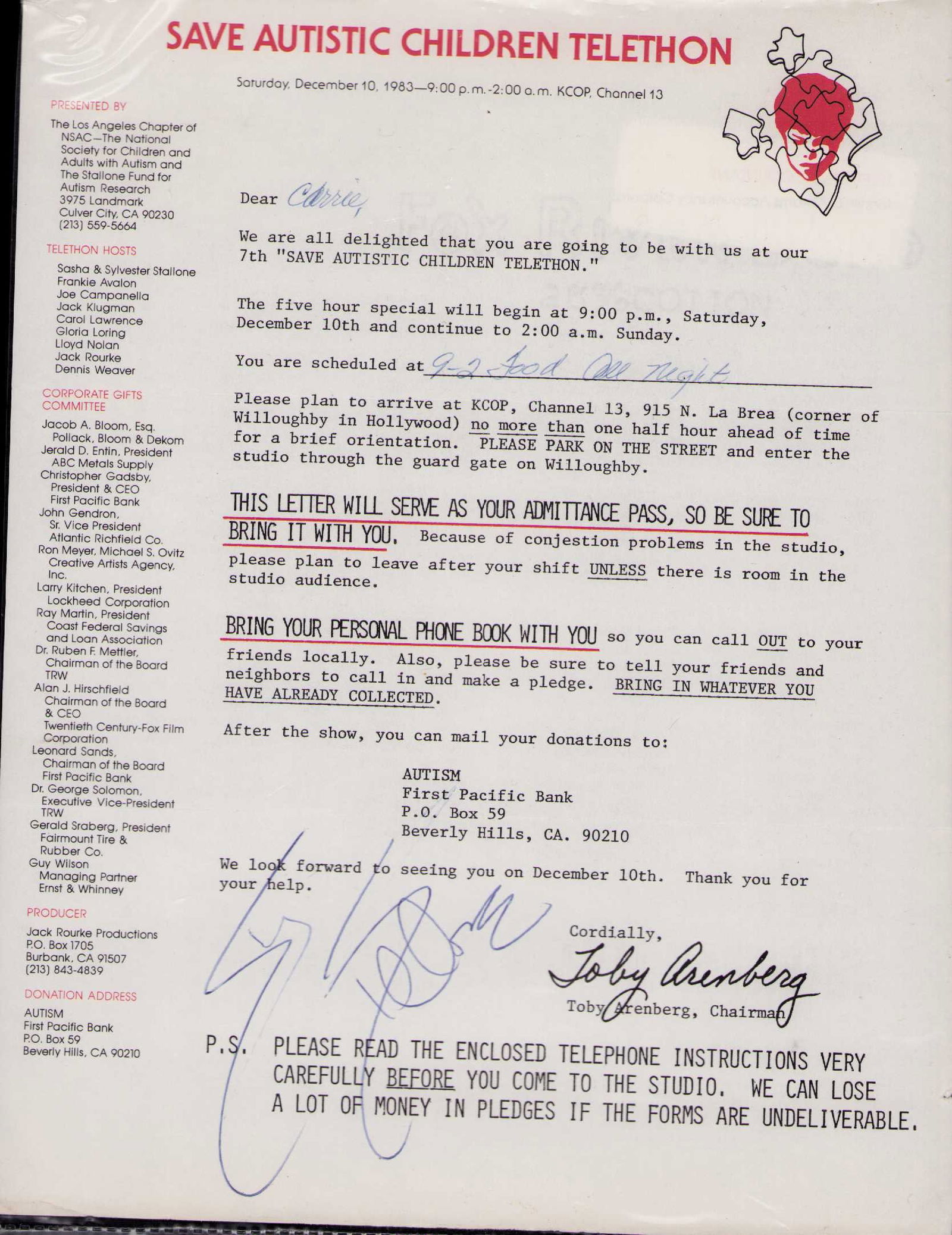 Sylvester Stallone signed charity sheet (1 of 1)