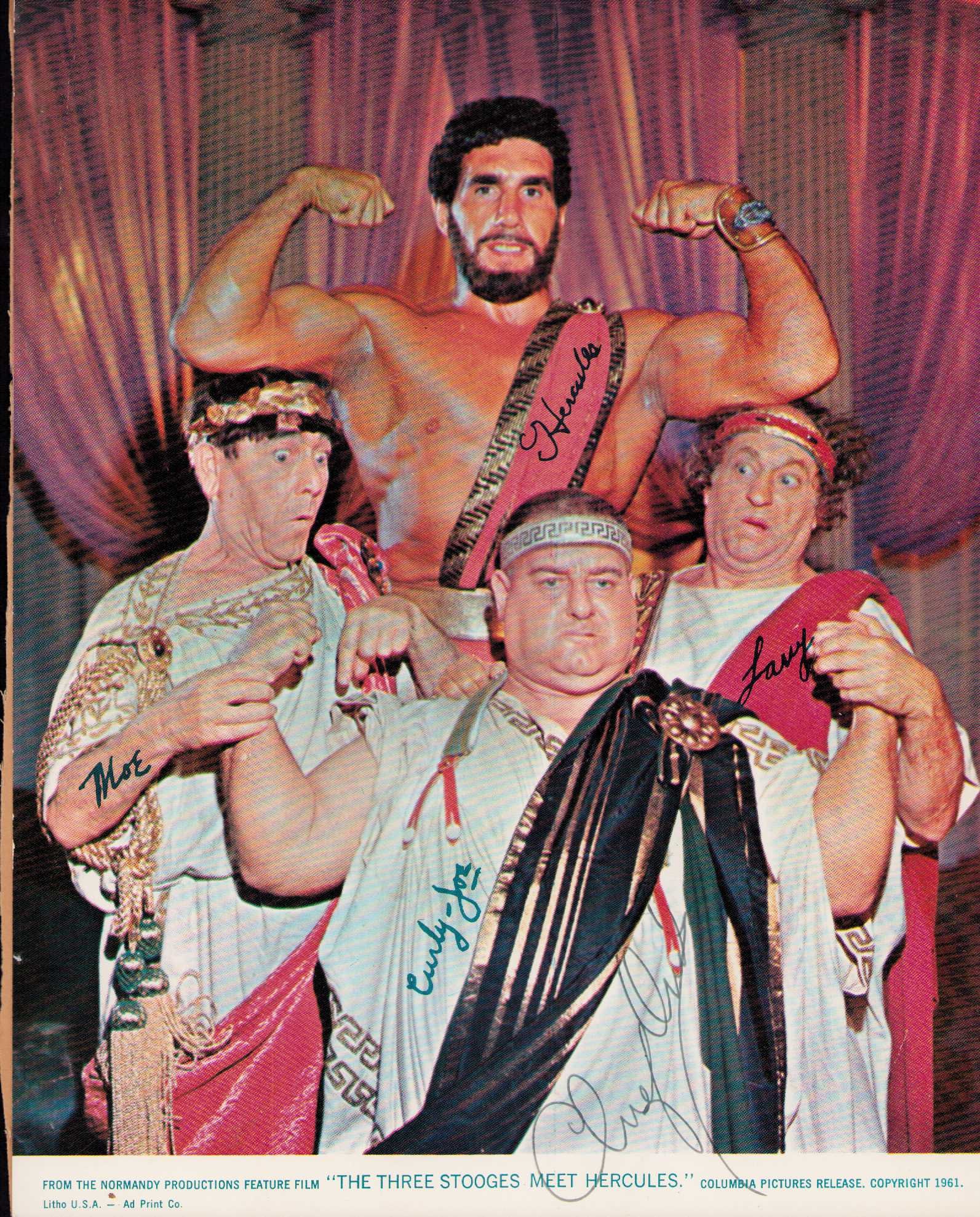 Three Stooges Meet Hercules signed photograph (1 of 1)