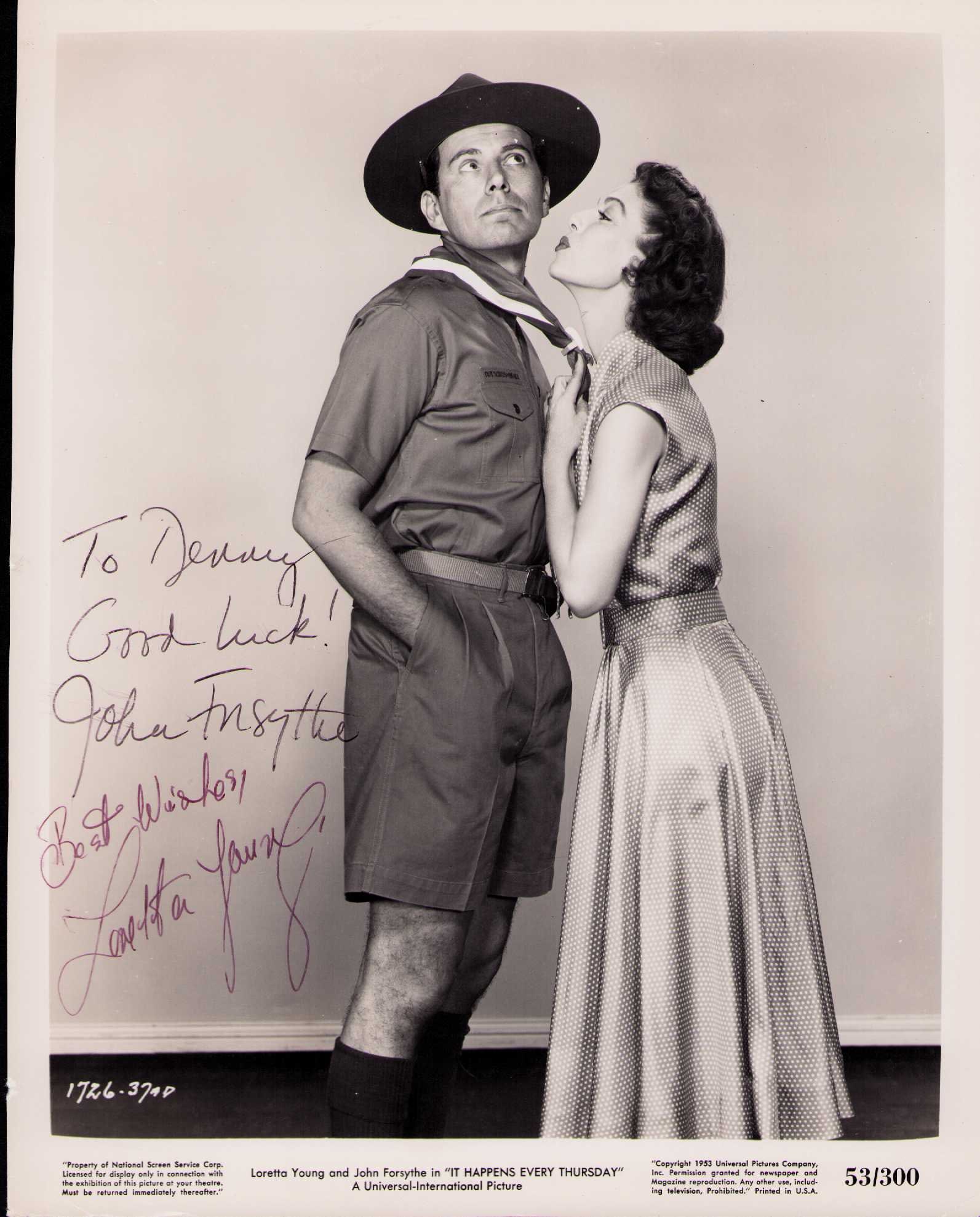 John Forsythe and Loretta Young signed photograph (1 of 1)