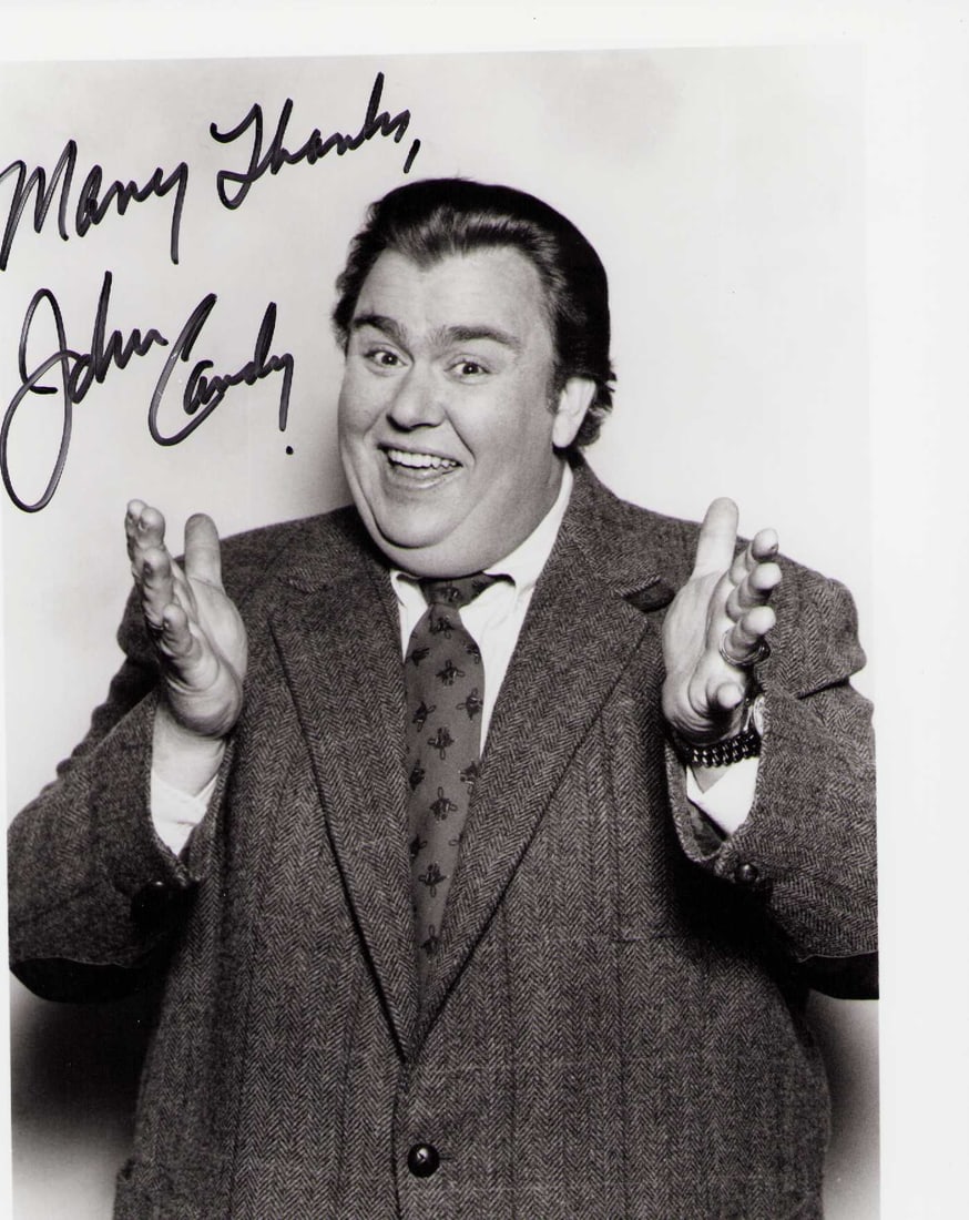 John Candy signed photograph: Uncle Buck vintage signed still by the comedian who died so young Certificate of AuthenticityEVERY item in this auction comes with at minimum a fully illustrated and serial numbered COA signed by