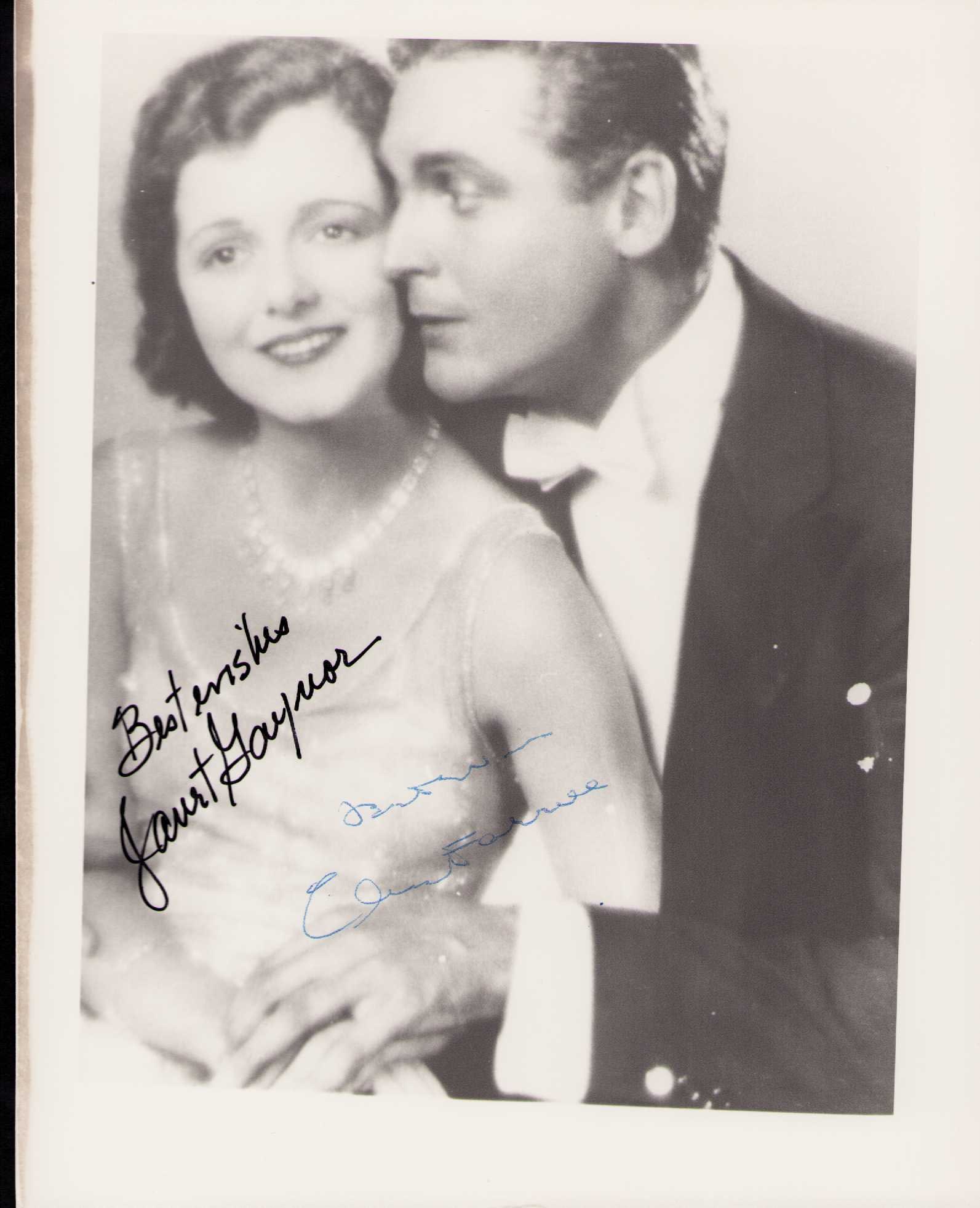 Janet Gaynor and Charles Farrell signed photograph: A vintage still signed by both stars from the scene Certificate of AuthenticityEVERY item in this auction comes with at minimum a fully illustrated and serial numbered COA signed by the worlds leading