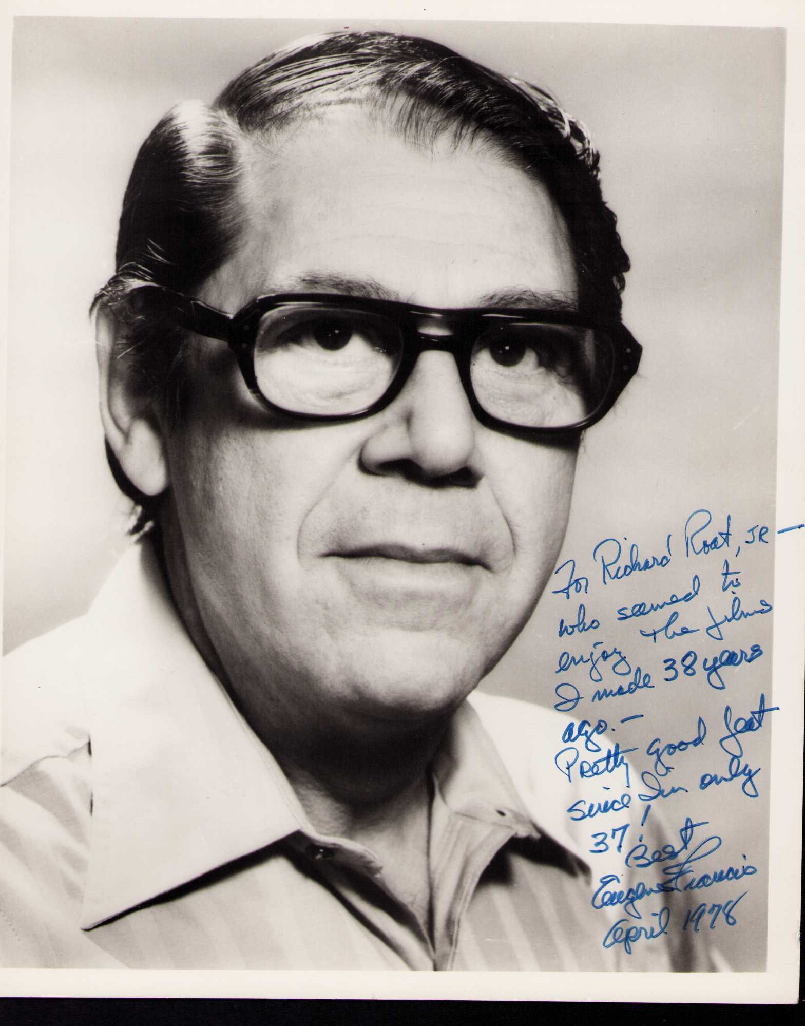 Eugene Francis signed photograph: East Side Kids actor and Bowerly Boys rare signed portrait Certificate of AuthenticityEVERY item in this auction comes with at minimum a fully illustrated and serial numbered COA signed by the worlds