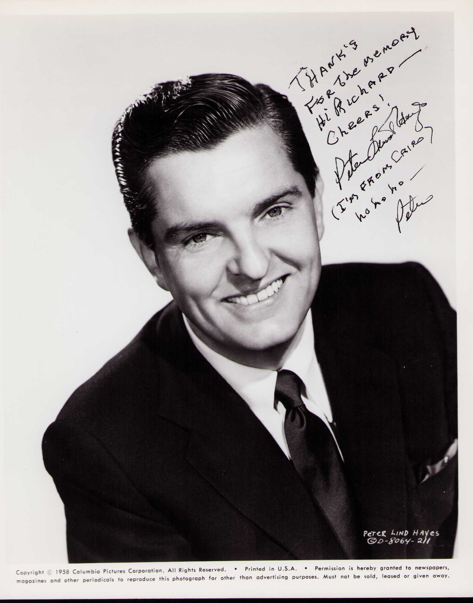 Peter Lind Hayes signed photograph (1 of 1)