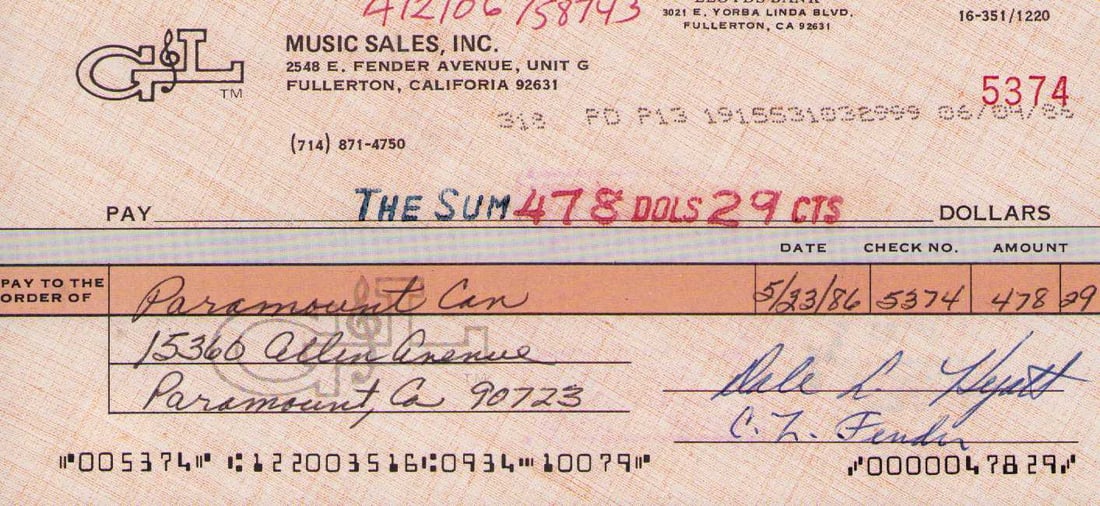 CL Fender signed bank check B (1 of 1)