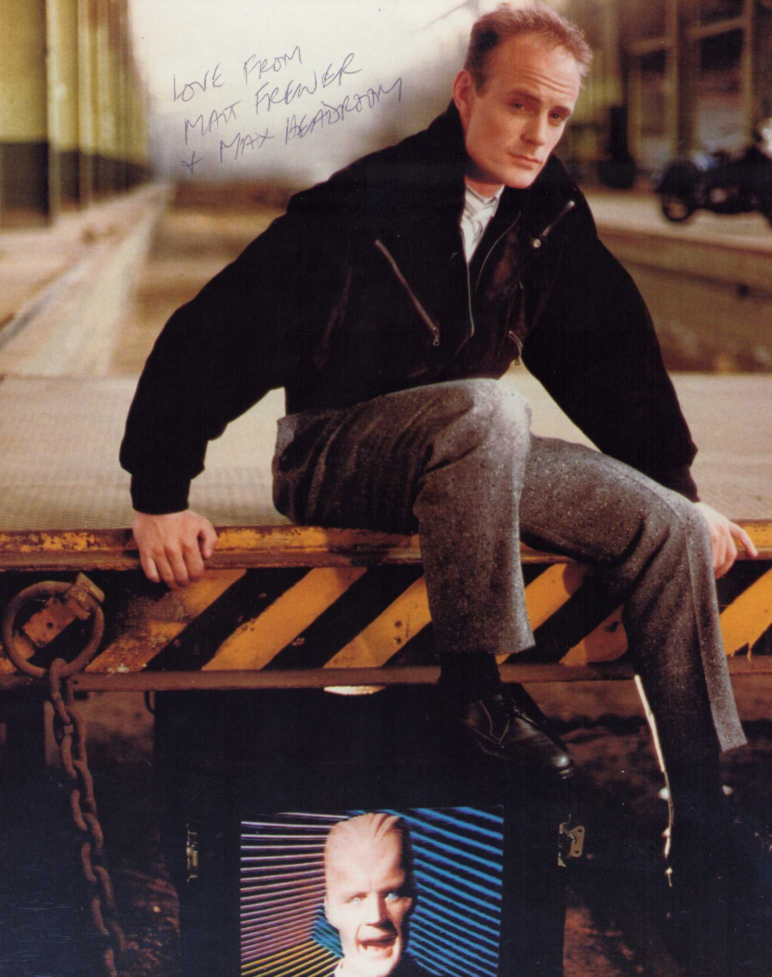 Matt Frewer signed photograph: RARE vintage signed 8x10 by man who became Max Headroom . Certificate of AuthenticityEVERY item in this auction comes with at minimum one fully illustrated and serial numbered COA signed by the worlds