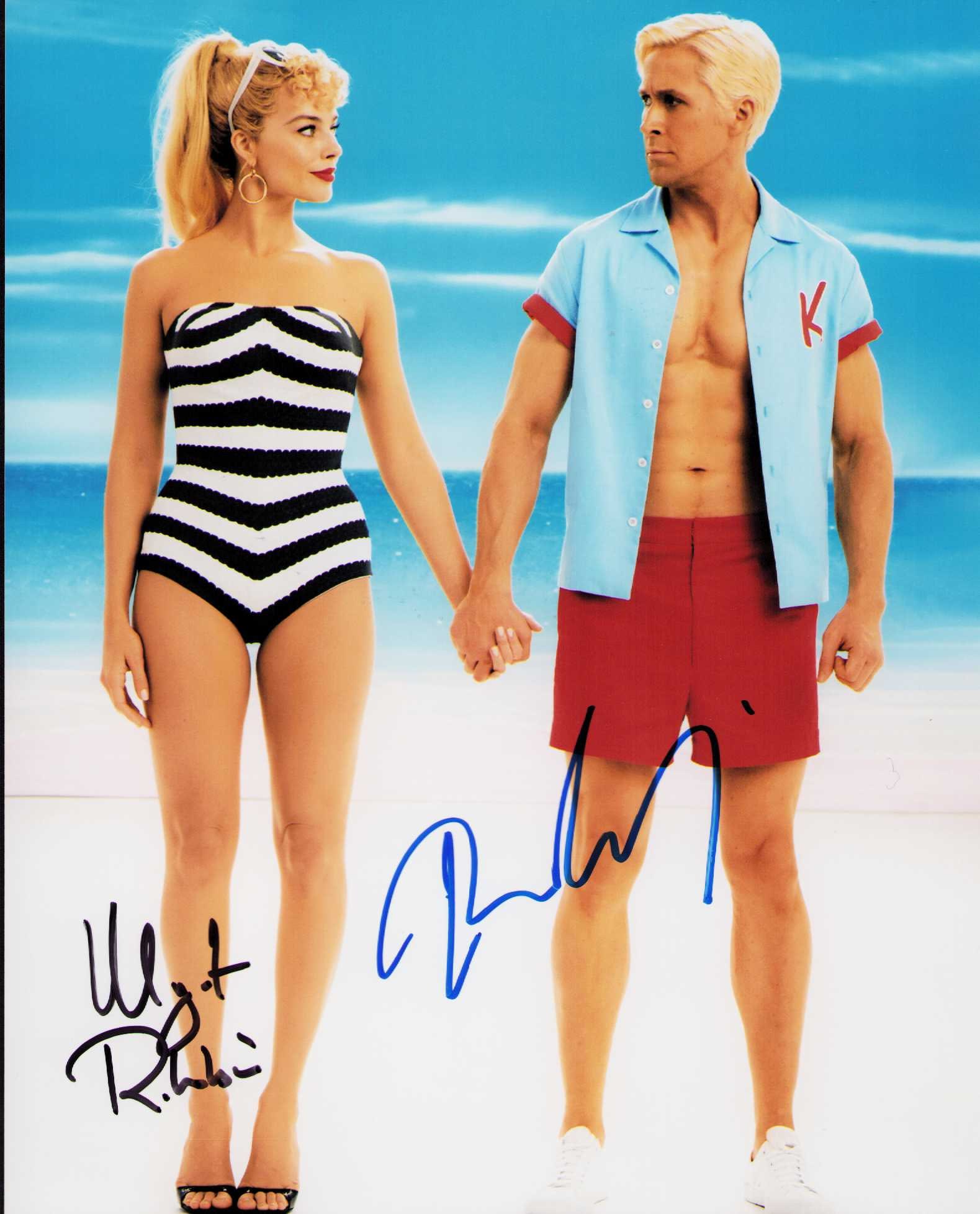 Barbie cast signed photograph: A rare cast signed by Margot Robbie and Ryan Gossling as Ken Certificate of AuthenticityEVERY item in this auction comes with at minimum one fully illustrated and serial numbered COA signed by the wor