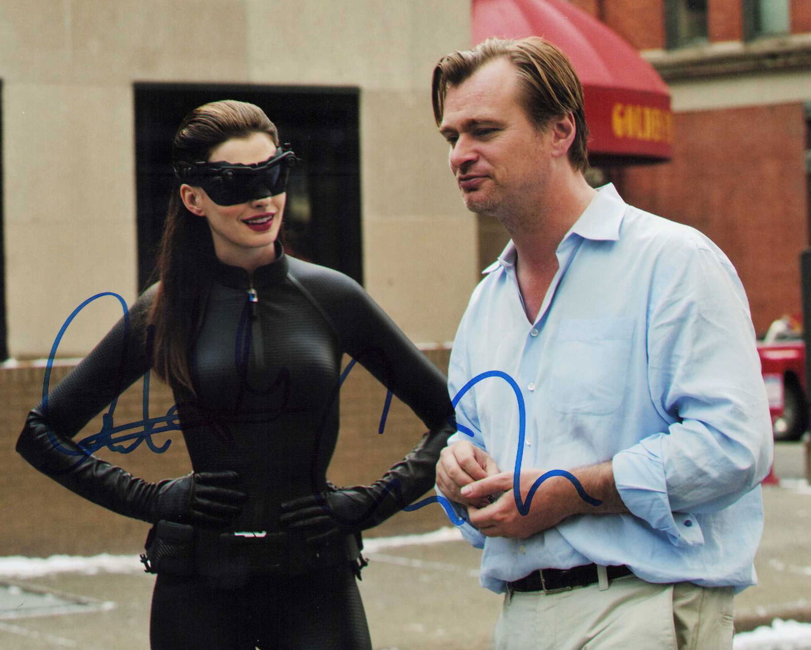 Anne Hathaway and Chris Nolan signed Batman photograph (1 of 1)
