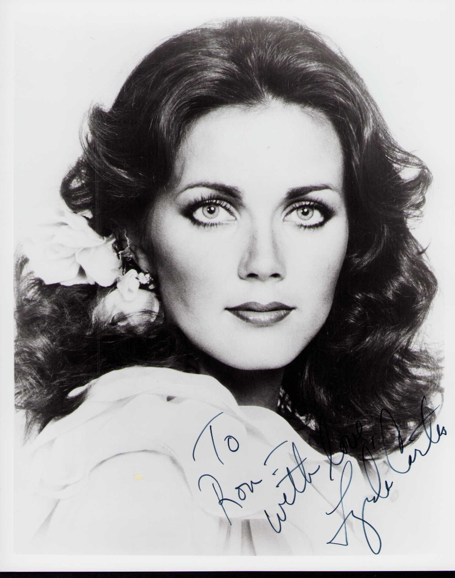 Lynda Carter signed photograph: A rare VINTAGE Non Wonder Woman signed 8x10 photograph by her Certificate of AuthenticityEVERY item in this auction comes with at minimum one fully illustrated and serial numbered COA signed by the