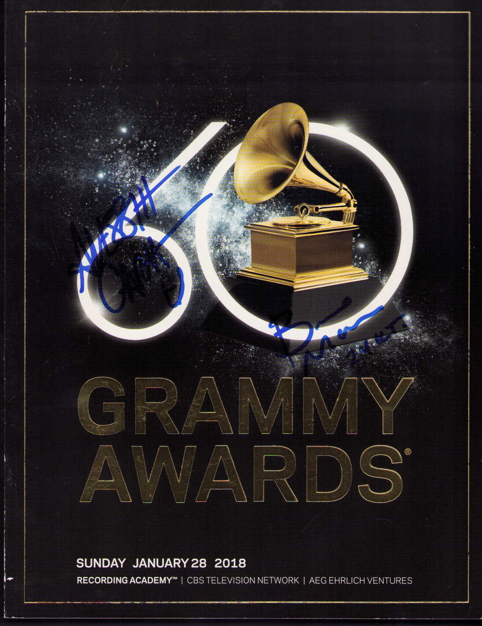 Grammy program signed: 2017 Program signed on cover by Allesia Cara and Bruno Mars Certificate of AuthenticityEVERY item in this auction comes with at minimum one fully illustrated and serial numbered COA signed by the