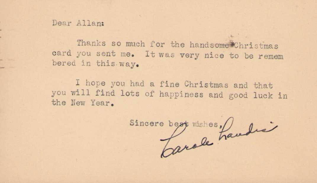 Carole Landis rare letter signed (1 of 1)