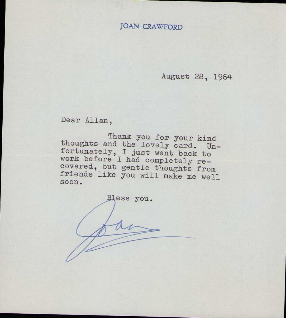 Joan Crawford signed letter (1 of 1)