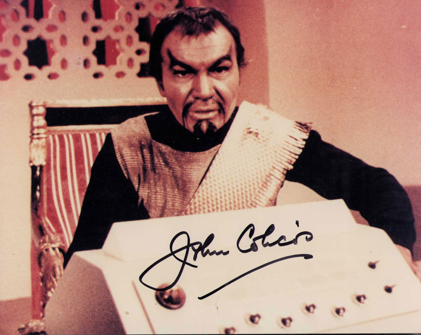 John Colicos rare Star Trek signed photograph: RARE Battlestar Galactica villain and in this case Klingon in early Star Trek episodes signed 8x10 deceased rare Certificate of AuthenticityEVERY item in this auction comes with at minimum one fully i