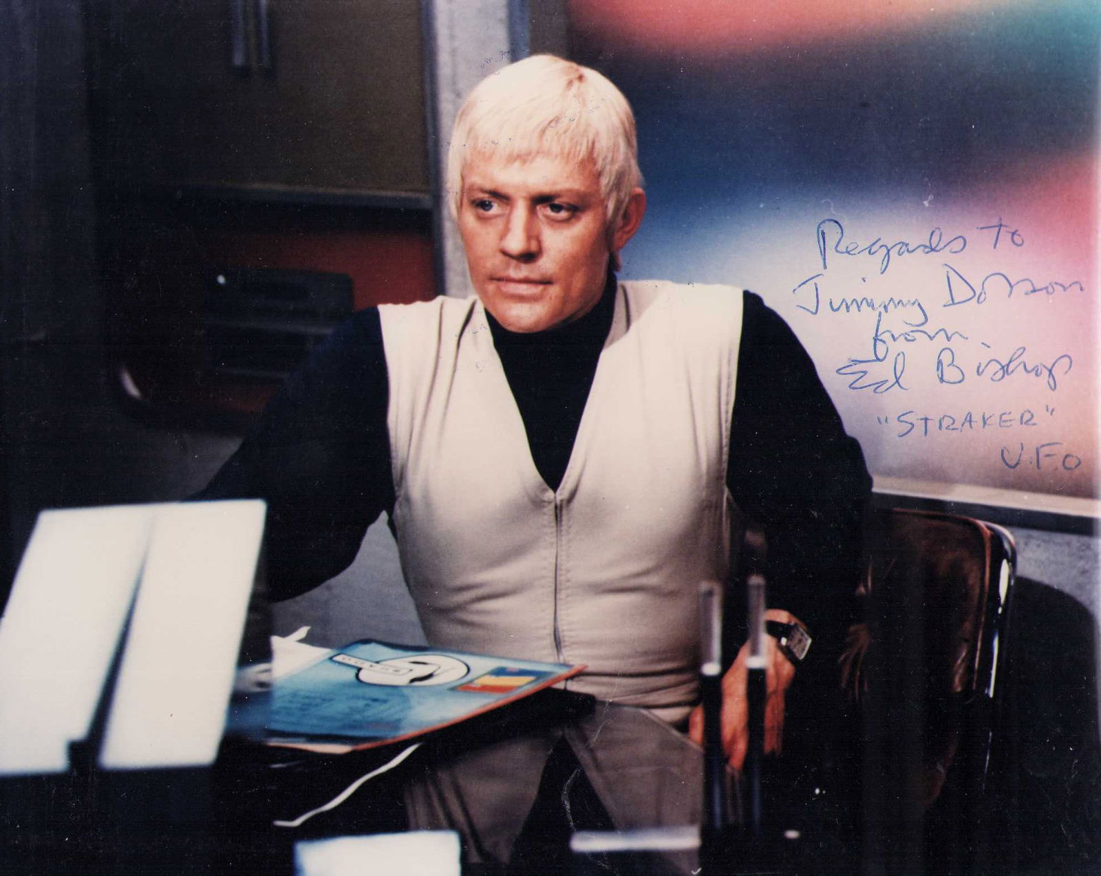 Ed Bishop Star Trek signed photograph: An original series star signed scene still Certificate of AuthenticityEVERY item in this auction comes with at minimum one fully illustrated and serial numbered COA signed by the worlds leading authen