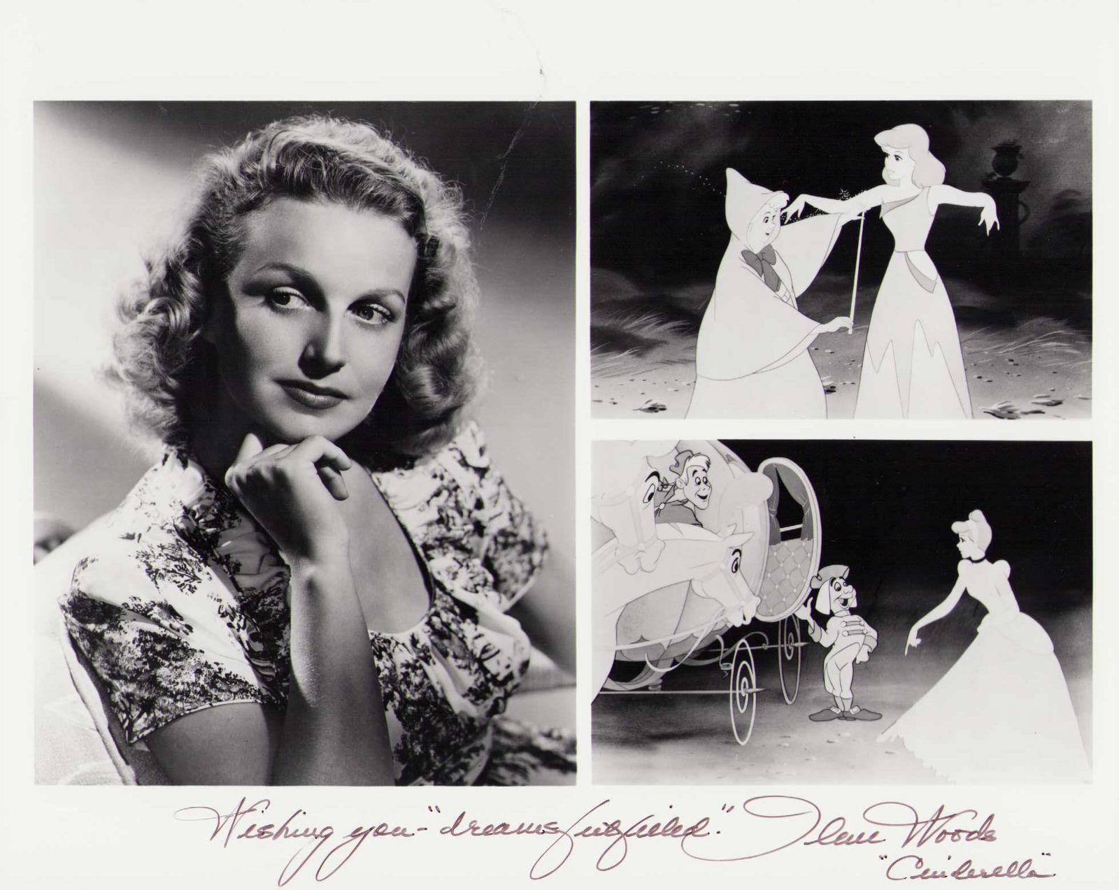 Ilene Woods signed photograph: A Cinderella signed by her voice star Ilene Woods 8x10 deceased Certificate of AuthenticityEVERY item in this auction comes with at minimum one fully illustrated and serial numbered COA signed by the