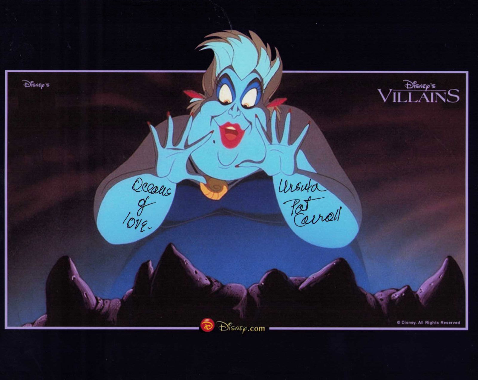 Pat Carroll signed photograph: As ursula in Little Mermaid signed by the deceased star Certificate of AuthenticityEVERY item in this auction comes with at minimum one fully illustrated and serial numbered COA signed by the worlds l