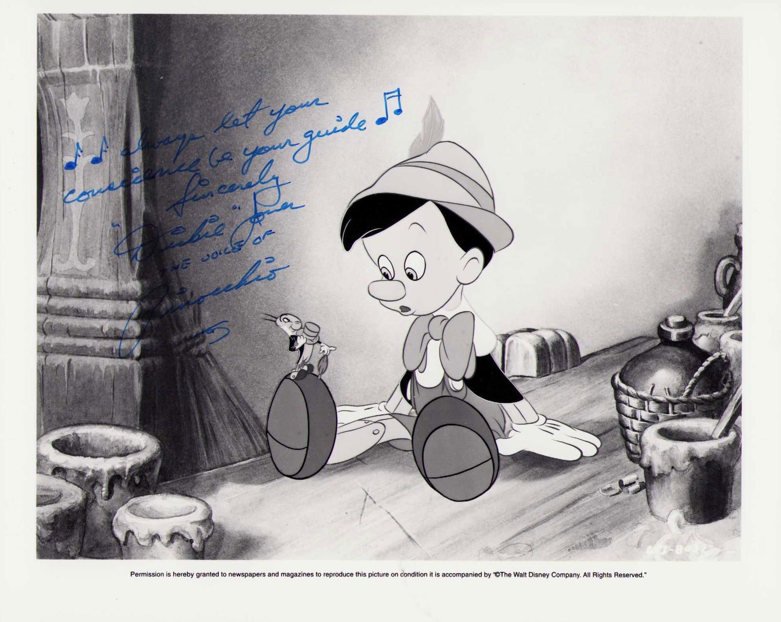 Dickie Jones signed Pinnochio photograph (1 of 1)