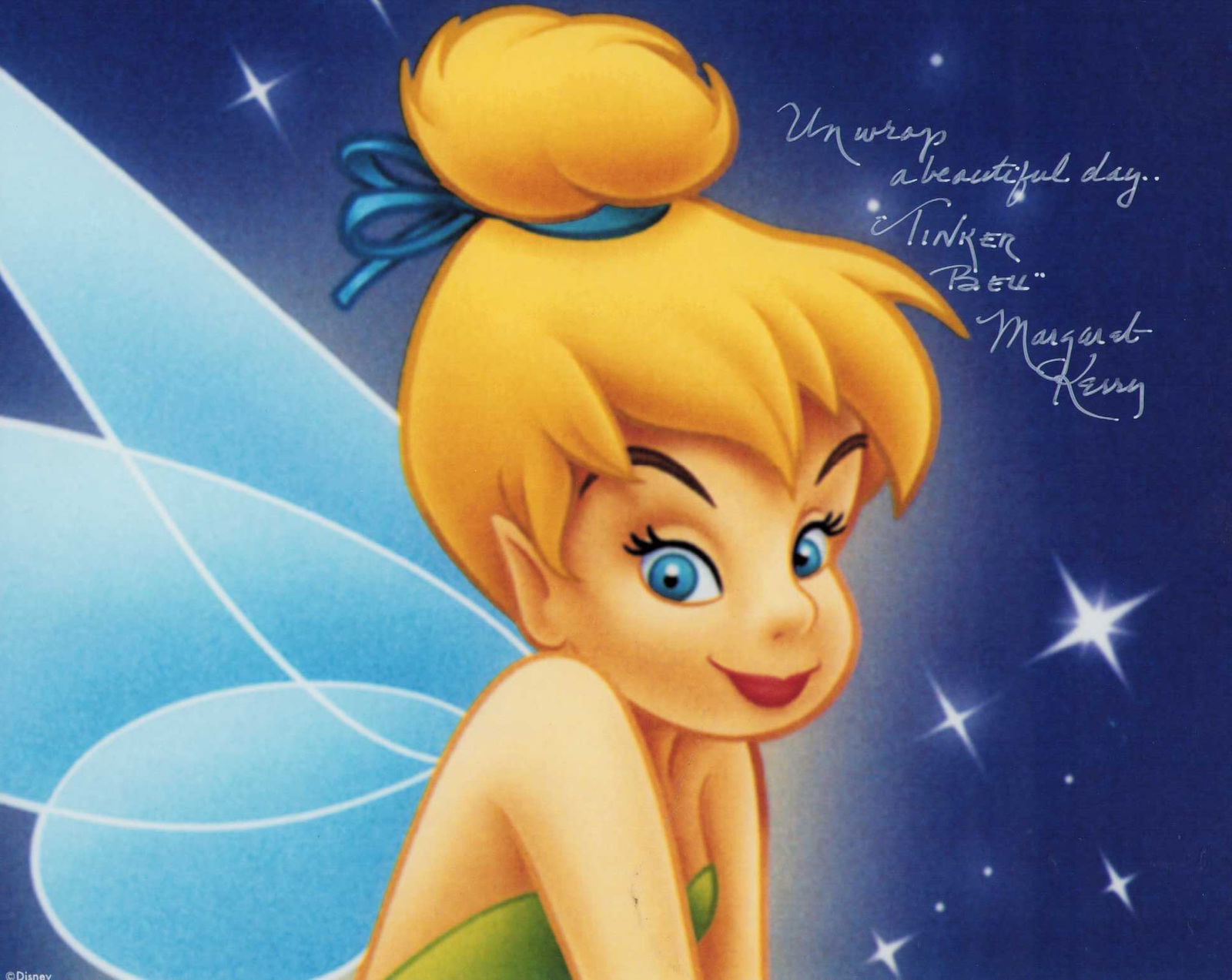 Margaret Kerry signed photograph as Tinkerbell: The original model for Tinkerbell signed 8x10 photograph Certificate of AuthenticityEVERY item in this auction comes with at minimum one fully illustrated and serial numbered COA signed by the worlds