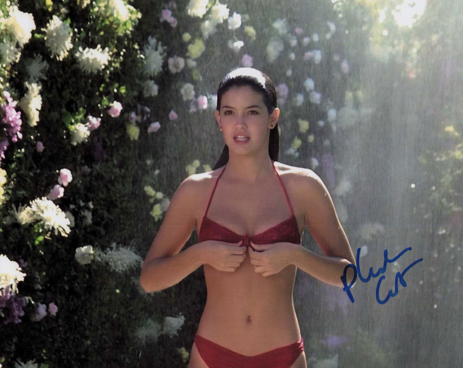 Pheobe Cates signed photograph: A sexy vintage Fast Times at Ridgemont High signed 8x10 in the laegendary red bikini scene Certificate of AuthenticityEVERY item in this auction comes with at minimum one fully illustrated and serial