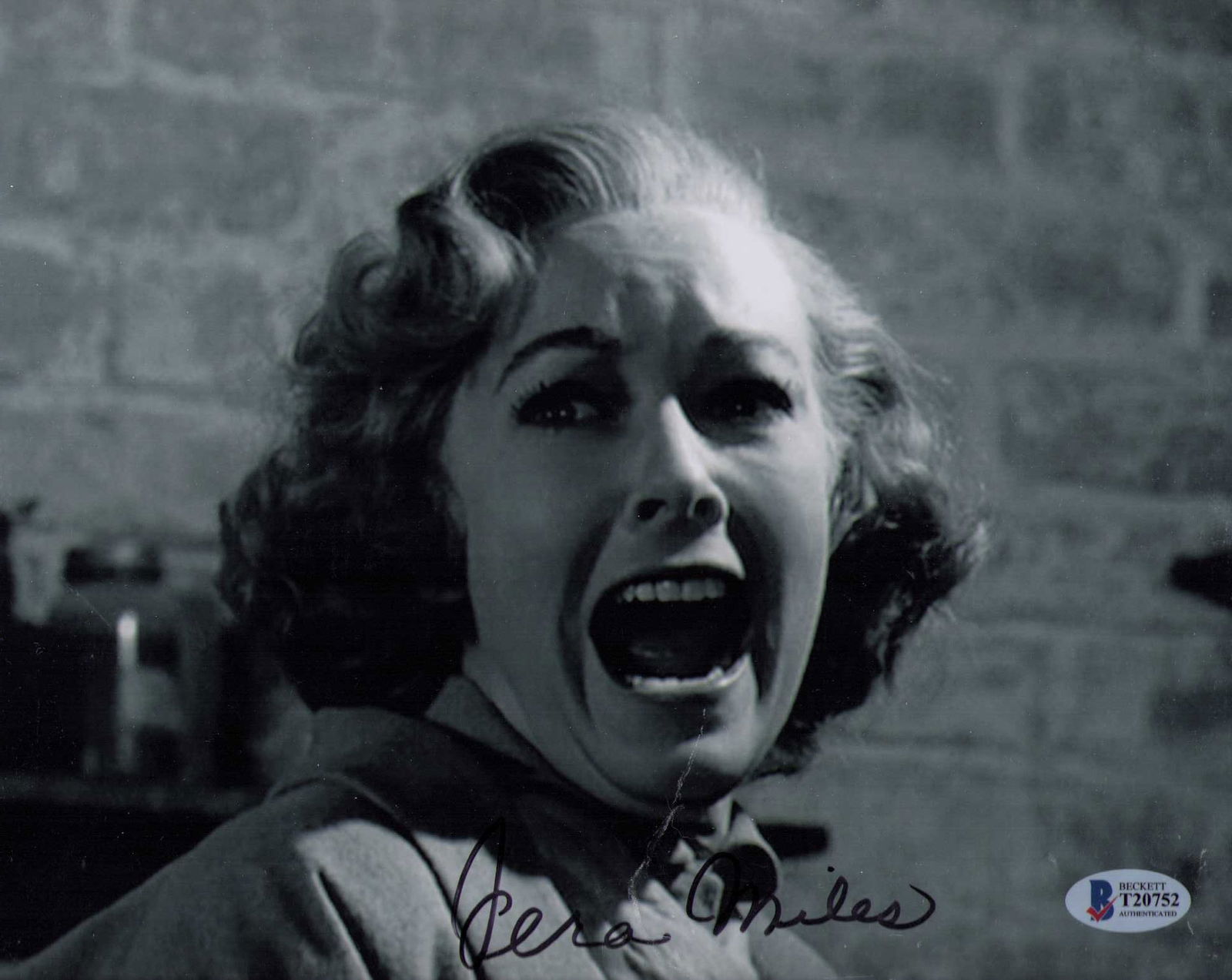 Vera Miles Beckett signed Psycho photograph: A Beckett stickered 8x10 of her from the Hitchock classic Psycho Certificate of AuthenticityEVERY item in this auction comes with at minimum one fully illustrated and serial numbered COA signed by