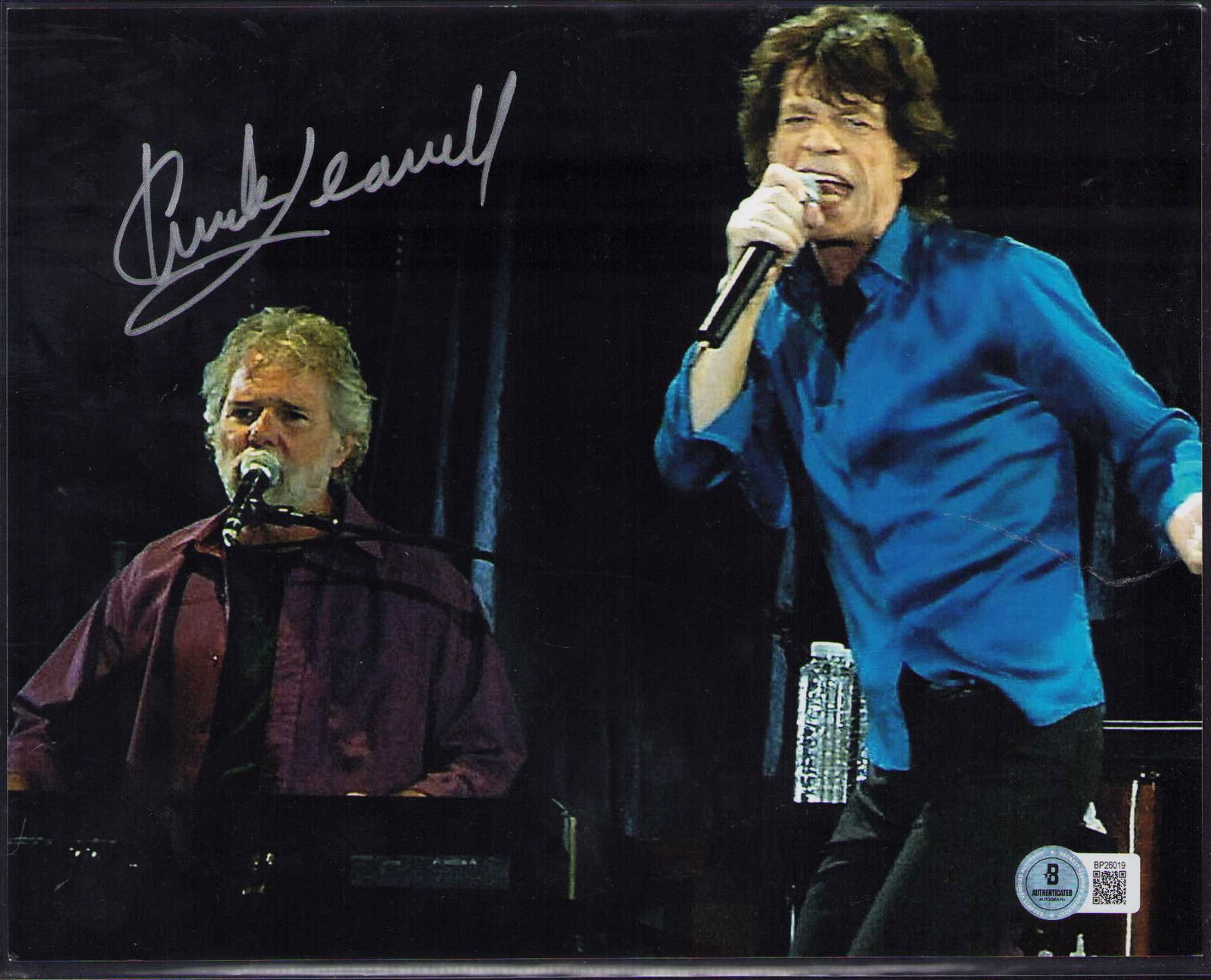 Chuck Leavell signed beckett photograph: Beckett stickered on stage with Mick he played on every Stones LP since 1982 was formerly with Allman Brothers band signed 8x10 Certificate of AuthenticityEVERY item in this auction comes with at mini