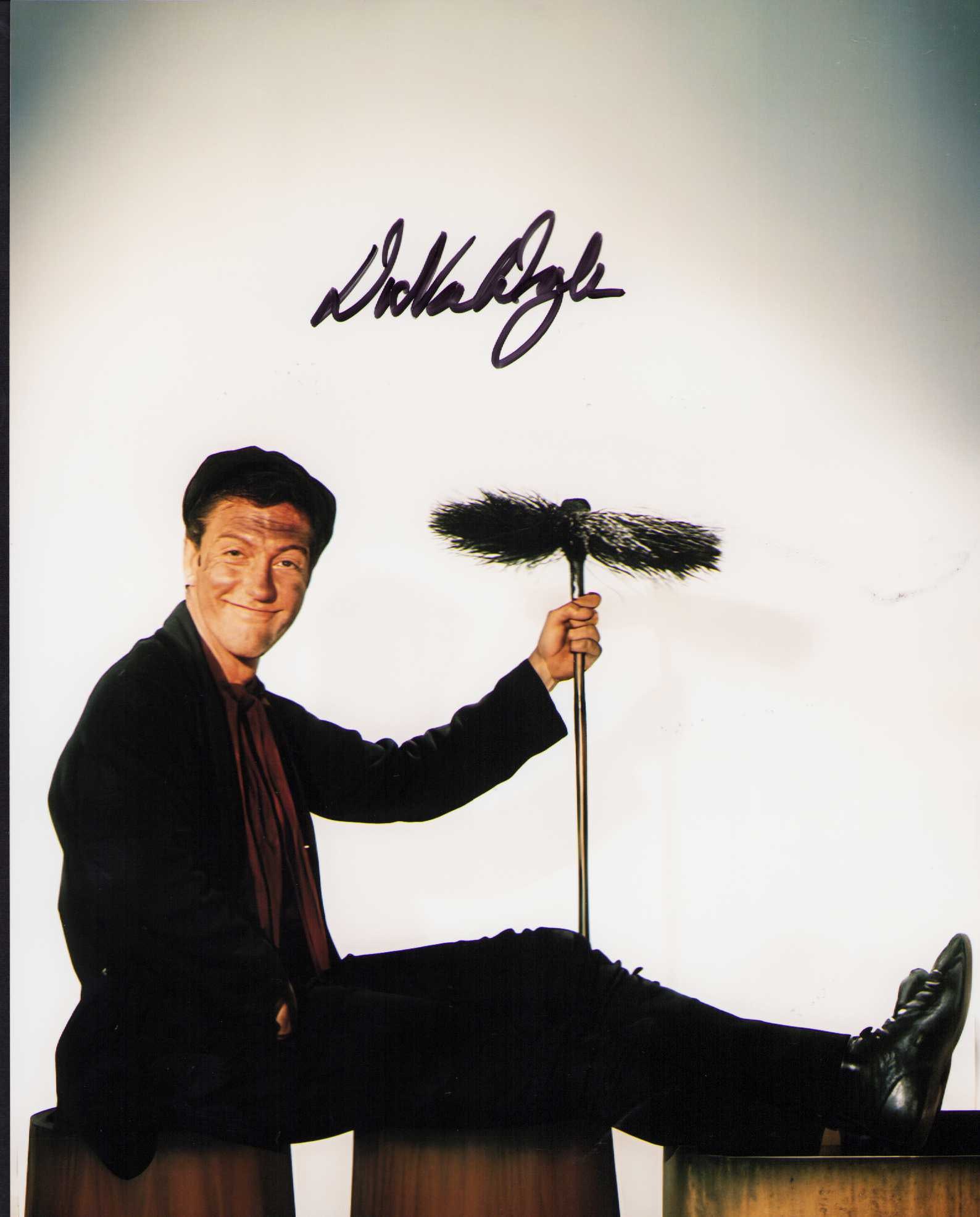 Dick Van Dyke signed photograph: A wonderful signed 8x10 from Mary Poppins as the singing dancing chimney sweep Certificate of AuthenticityEVERY item in this auction comes with at minimum one fully illustrated and serial numbered COA