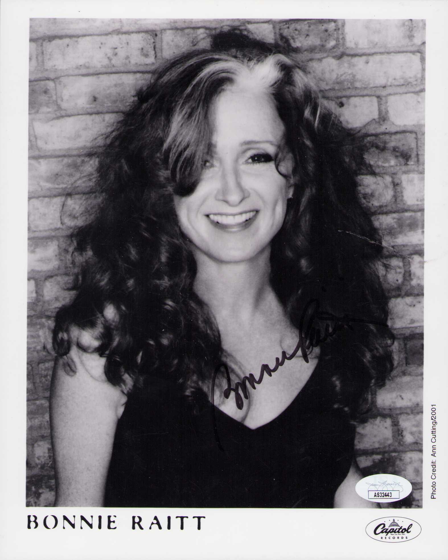 Bonnie Raitt signed photograph JSA: A JSA stickered signed 8x10 of the singer Certificate of AuthenticityEVERY item in this auction comes with at minimum one fully illustrated and serial numbered COA signed by the worlds leading authent