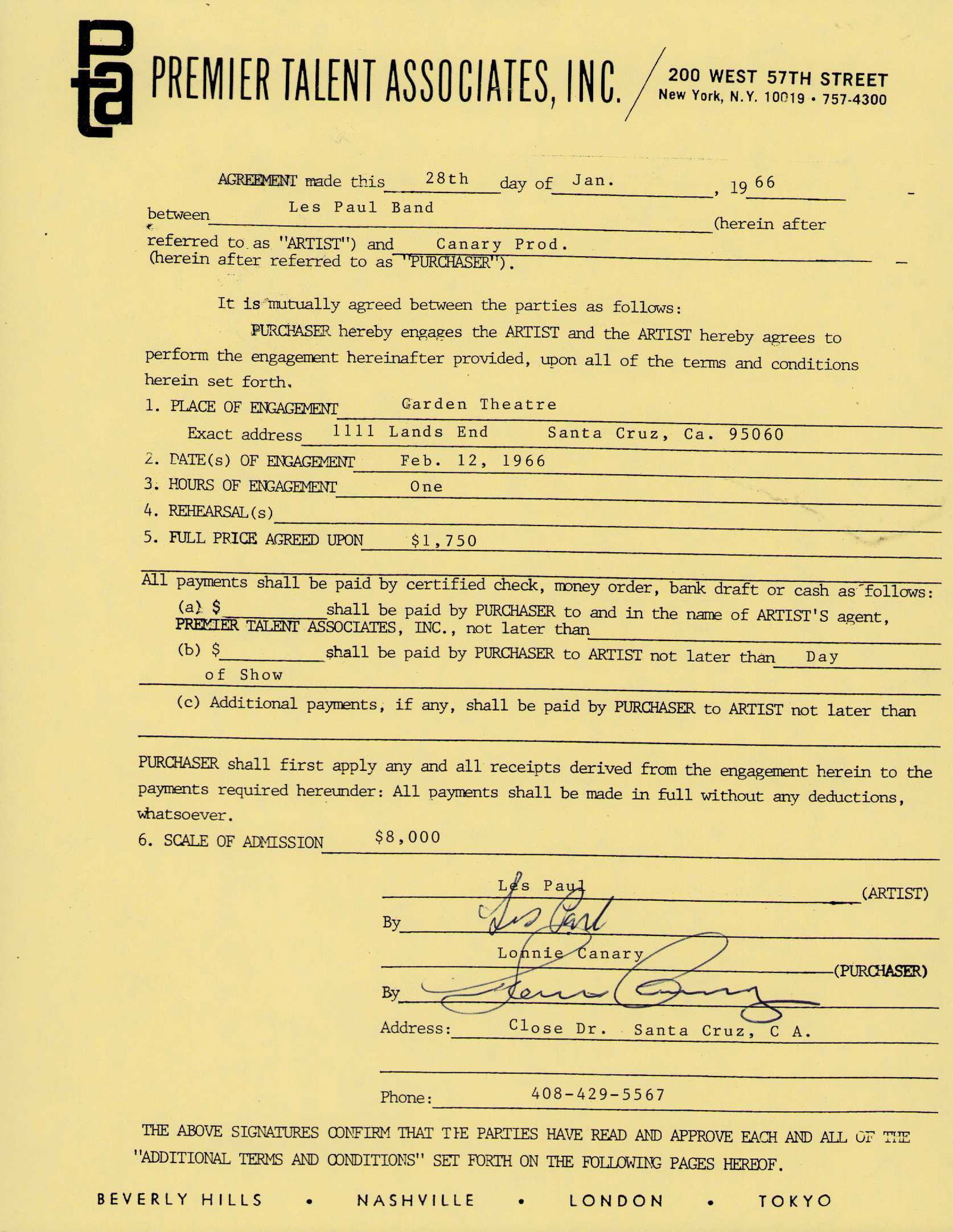 Les Paul signed contract (1 of 1)