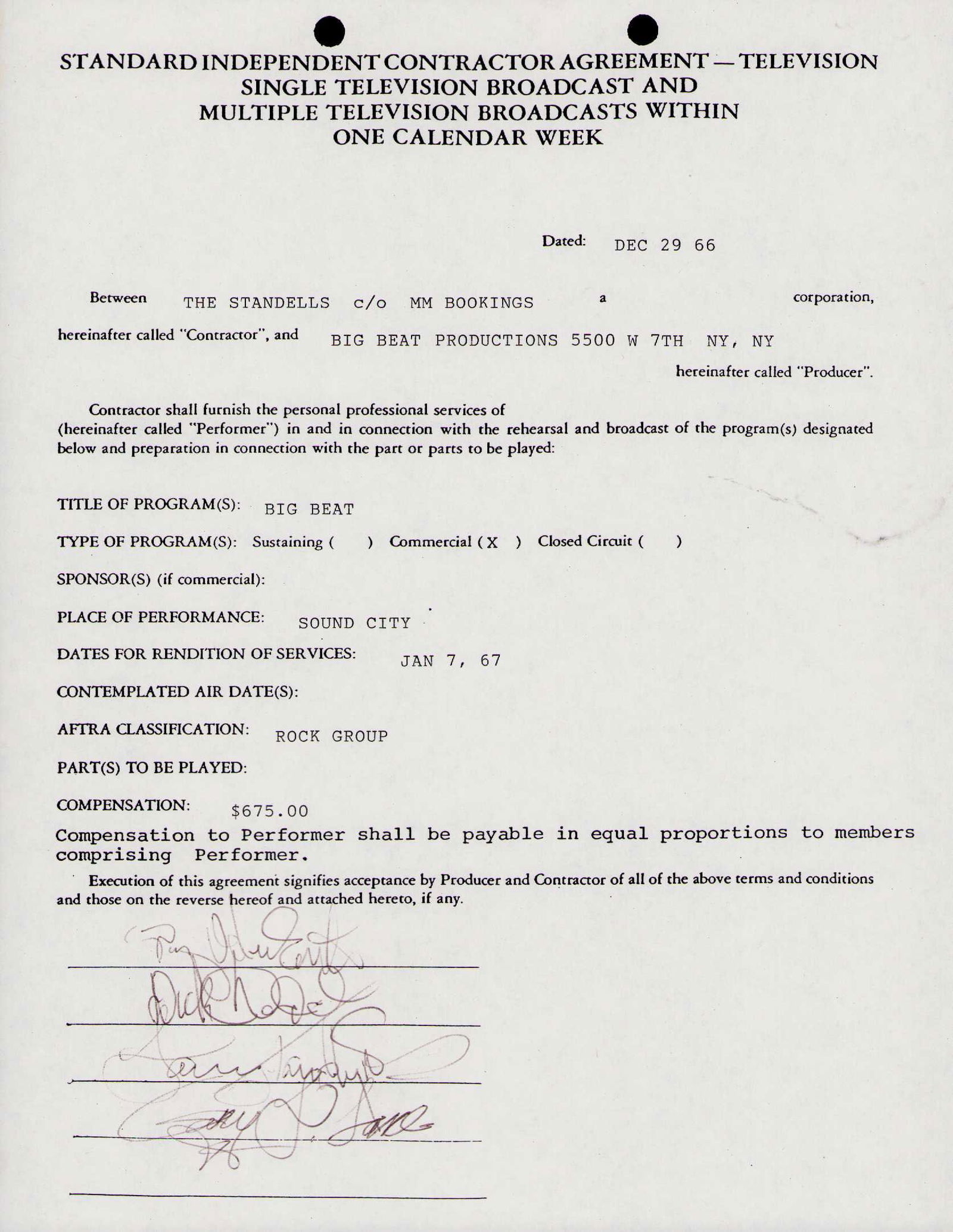 The Standells signed contract (1 of 1)