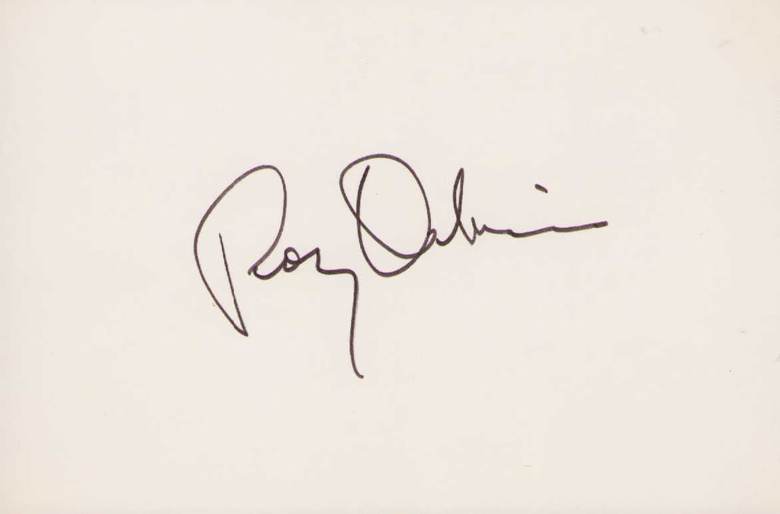 Roy Orbison signature on card: A nice in person signed large card by Roy Orbison perfect for framing or matting with it Certificate of AuthenticityEVERY item in this auction comes with at minimum one fully illustrated and serial