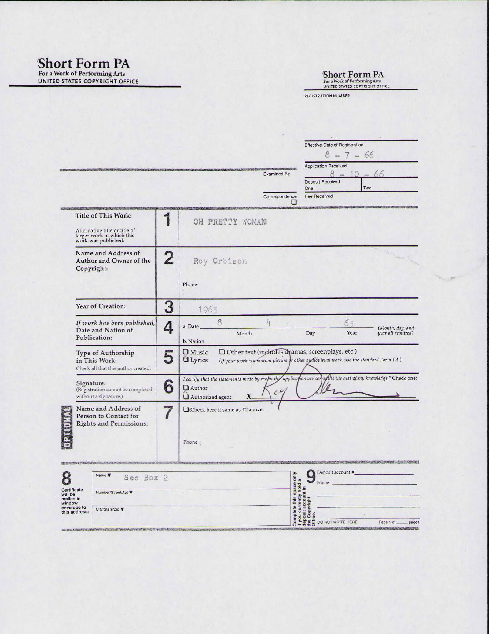 Roy Orbison signed contract (1 of 1)