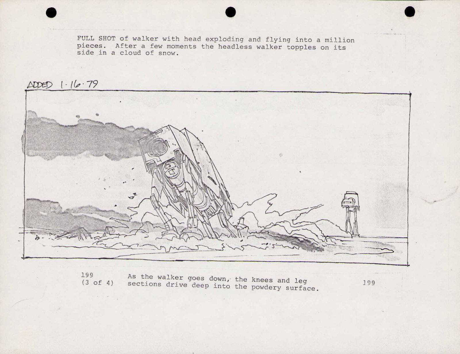 Rare Star Wars Empire Strikes Back storyboard with LOAs: A rare storyboard copy used on set filming Star Wars Empire strikes back it is of a famous scene we all know and comes with two COAS regarding its pedigree and earlier sale at Heritage Auctions 