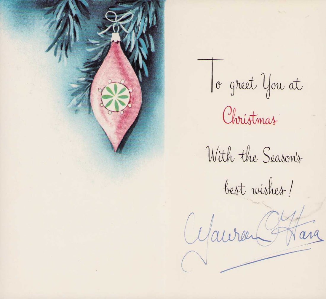 Maureen O'Hara signed Xmas card (1 of 1)