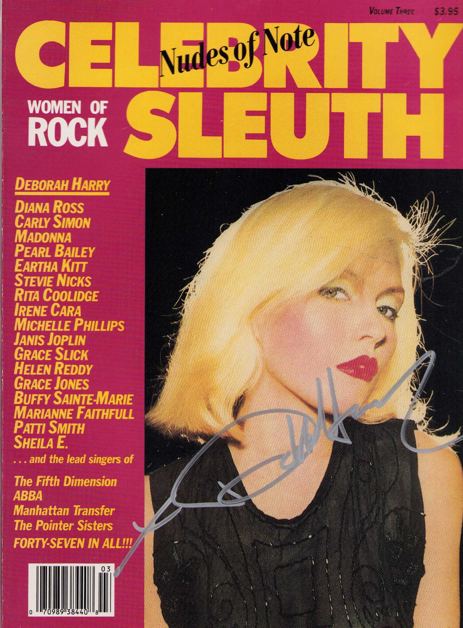 Debbie Harry signed Celebrity Sleuth magazine: Debbie Harry aka Blondie signed the cover of this issue Certificate of AuthenticityEVERY item in this auction comes with at minimum one fully illustrated and serial numbered COA signed by the worlds l