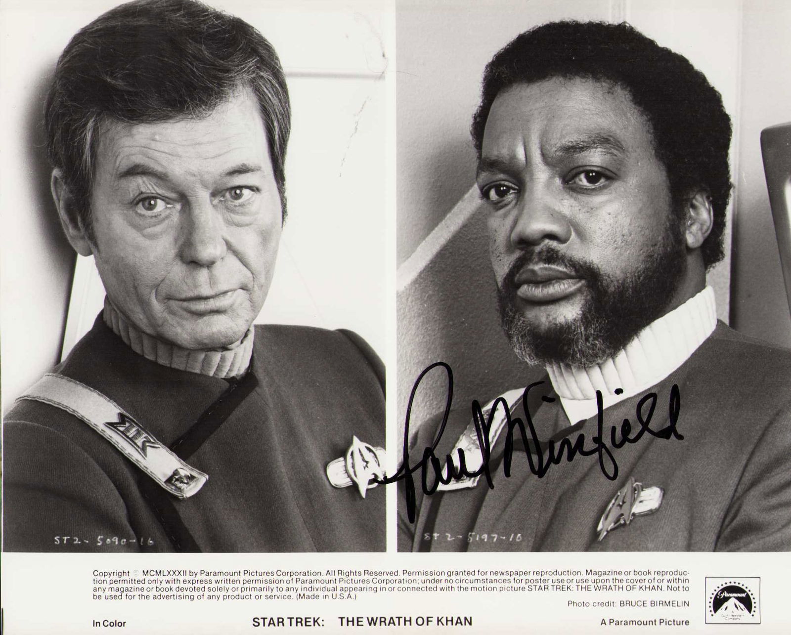 Paul Winfield signed Star Trek photograph: A rare Trek autograph this signed on an original Star Trek Wrath of Khan still by him Deceased ate of AuthenticityEVERY item in this auction comes with at minimum one fully illustrated and serial numb